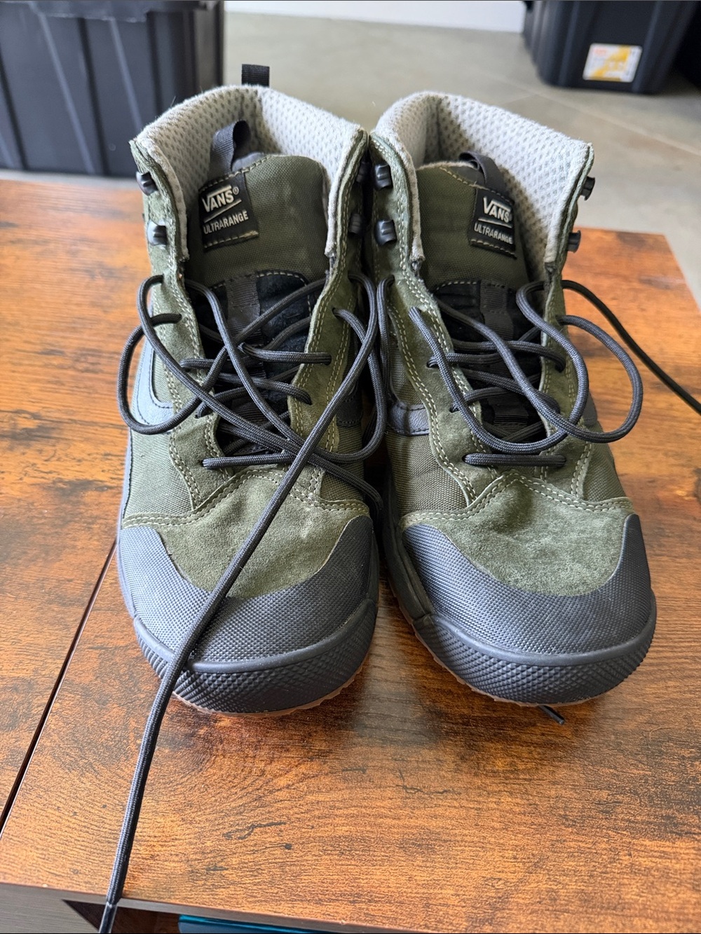 Vans Ultrarange High Top Sneakers in Olive Green and Black - Picture 1 of 5